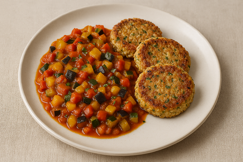 Haferflockenlaibchen mit Ratatouille